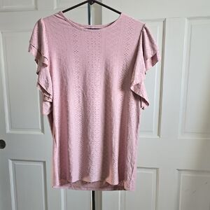 Pink Ruffle Sleeve Women's Top